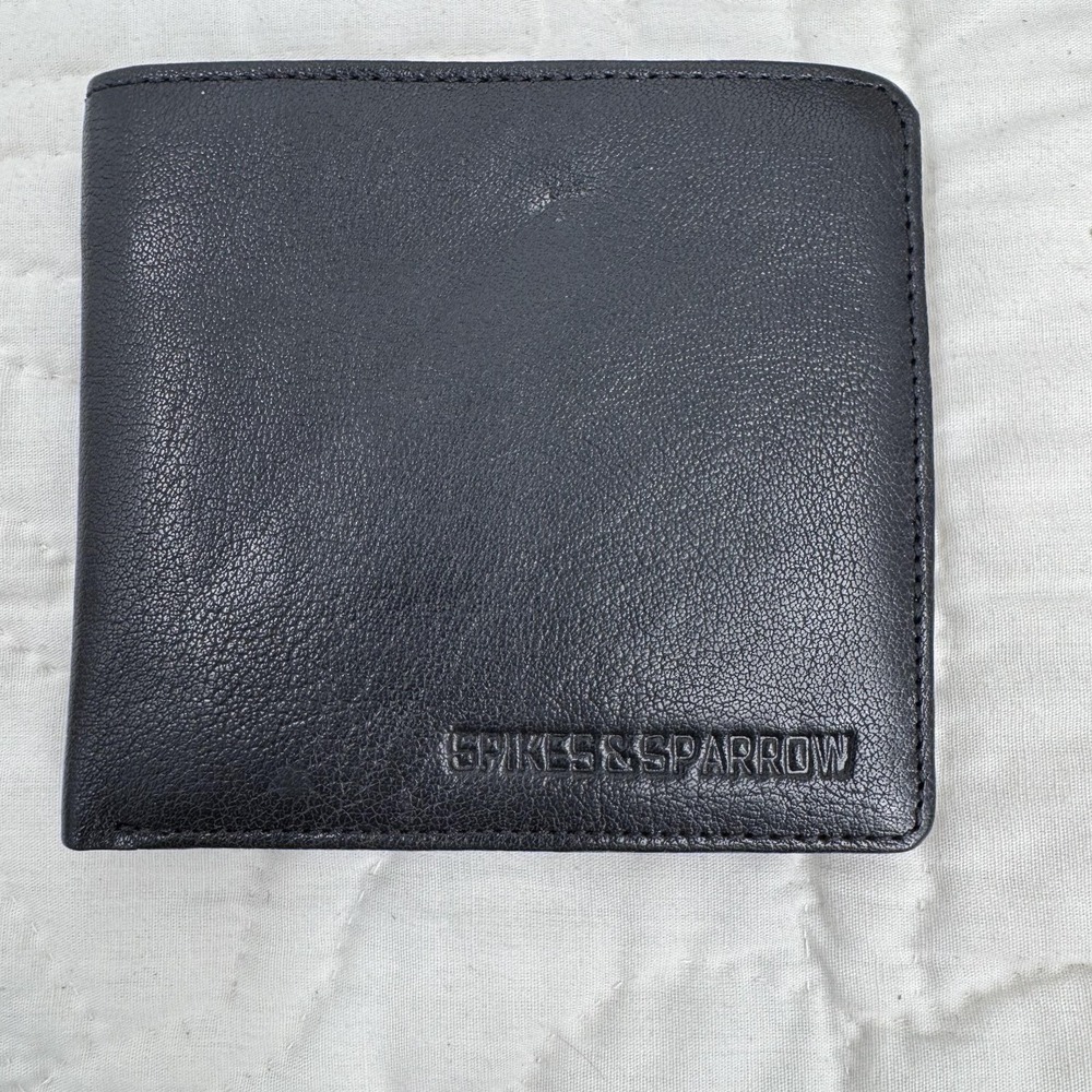 Spikes &‎ Sparrow Wallet Mens Black Leather Bifold ID Window Card Holder Gift